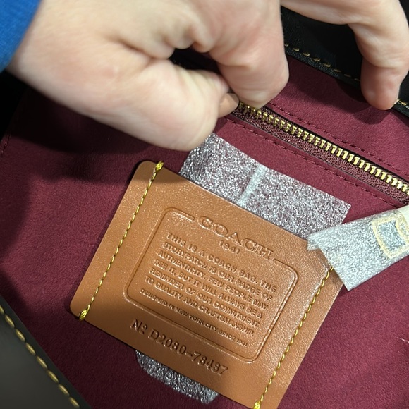 NWT COACH 1941 Troupe Tote In Signature Canvas - Black/Rust - Picture 13 of 17